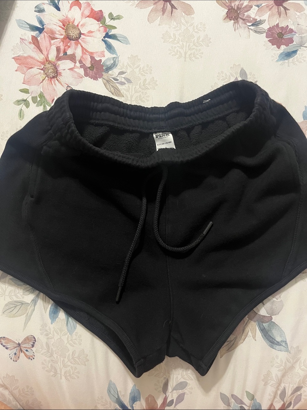 PINK Victoria's Secret Black Fleece Waistband Shorts